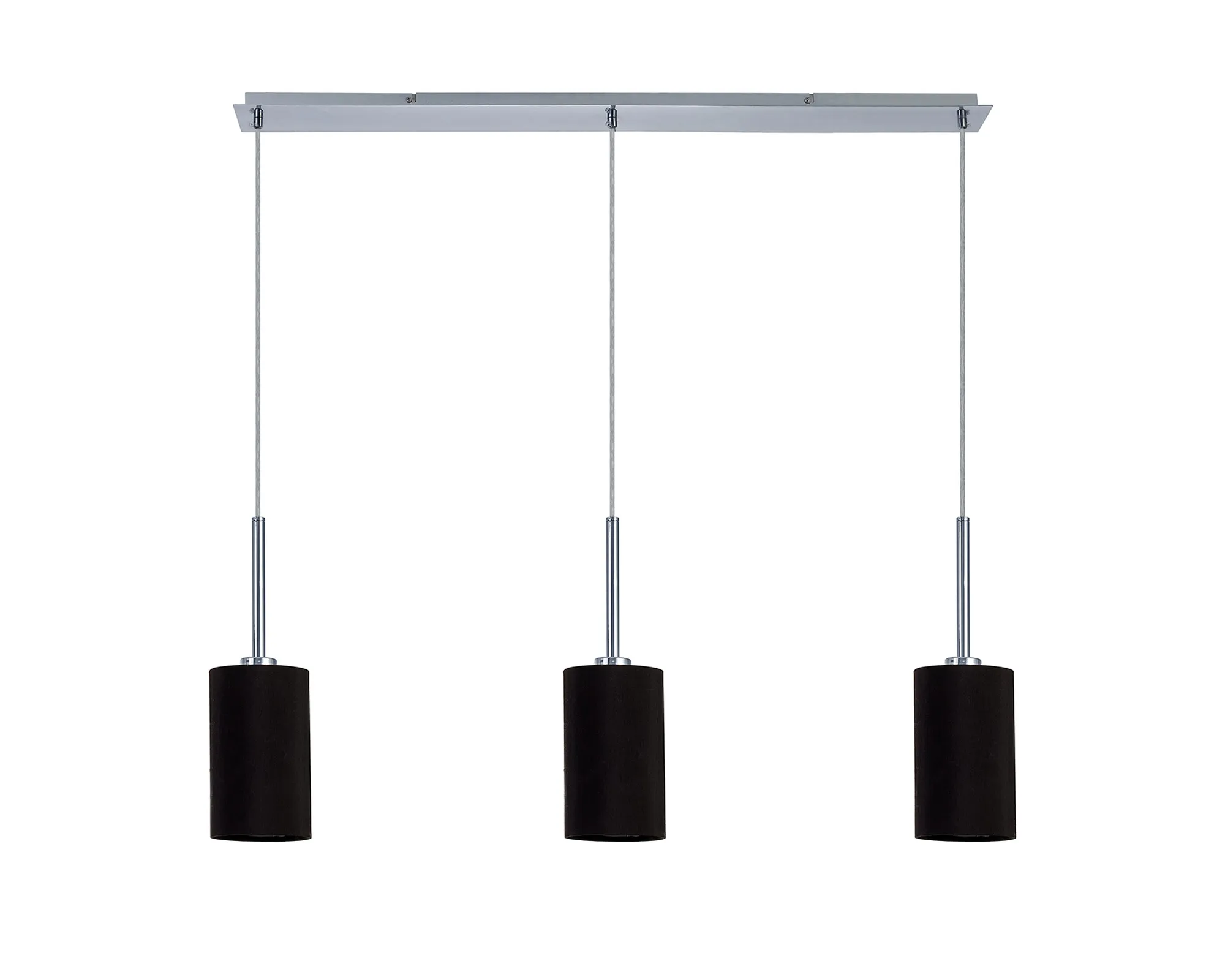 Baymont 12cm Shade 3 Light Pendant Polished Chrome, Black/White DK0767  Deco Baymont CH BL